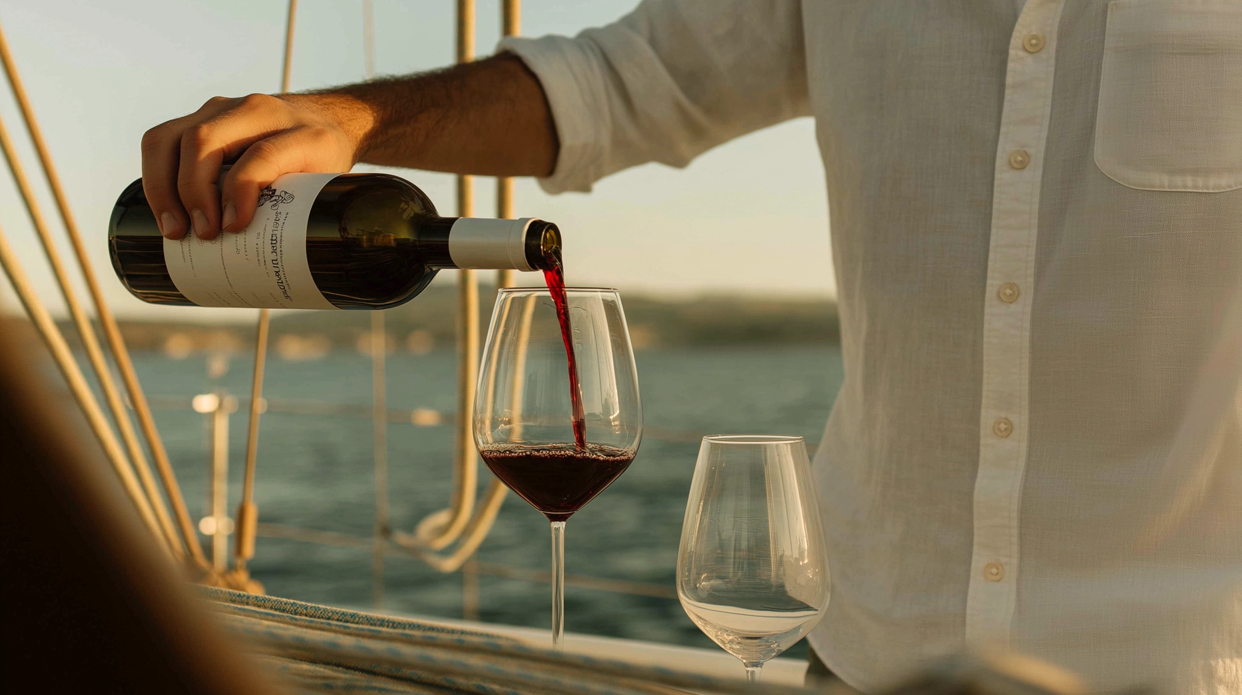 Pouring Wine on Sailboat