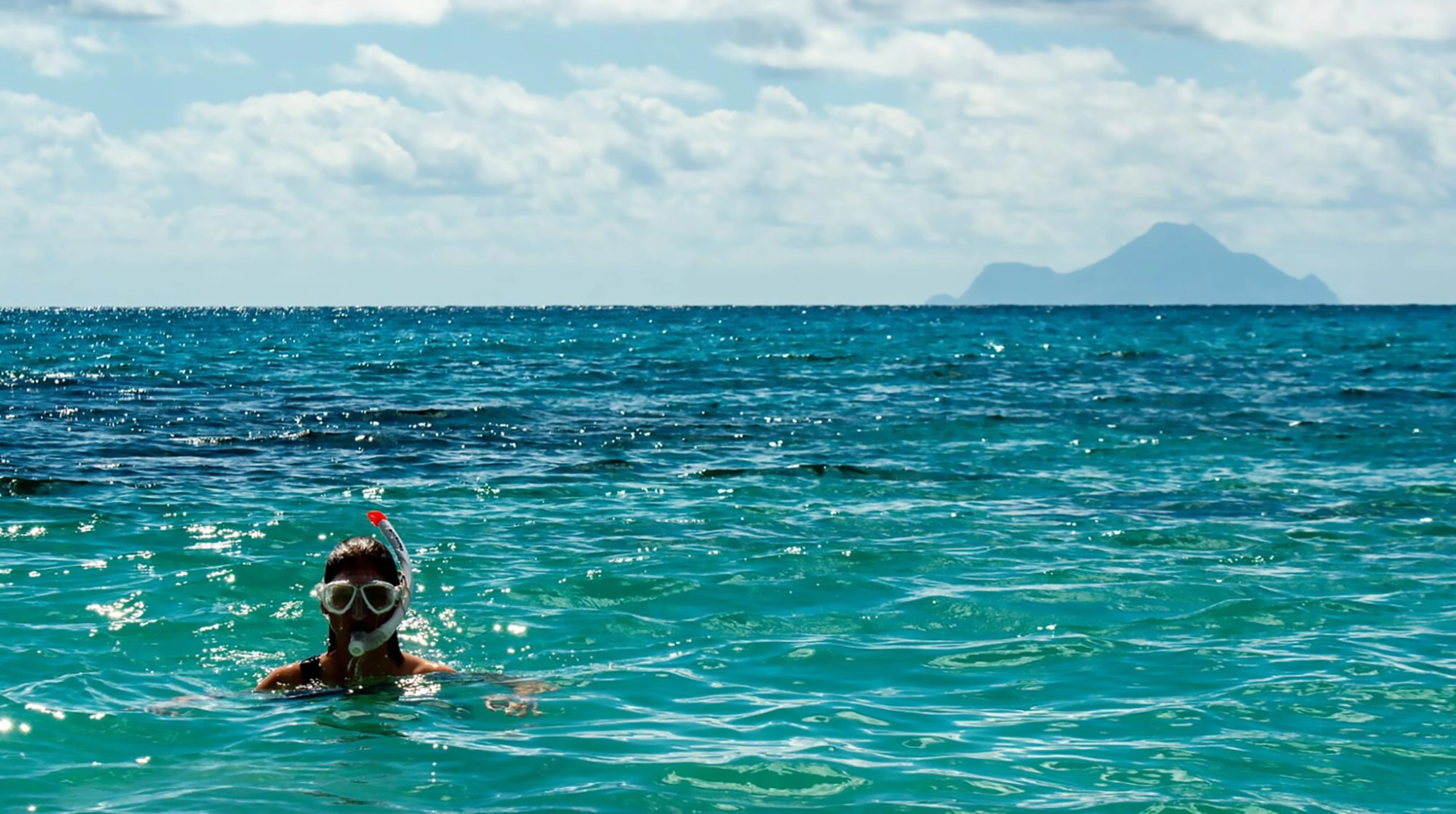 Snorkeling in water in St. Maarten