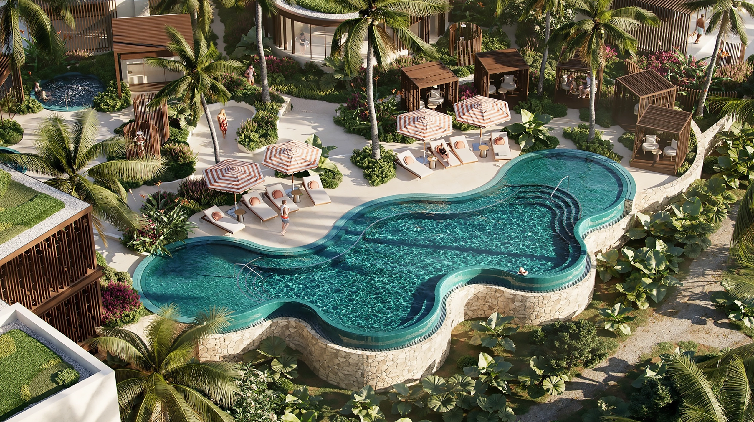 Thermal Spa Pool with Cabanas